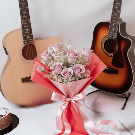 Dots Of Love - Flower Bouquet + Cake + Live Guitarist Performance - The Luxury Floret