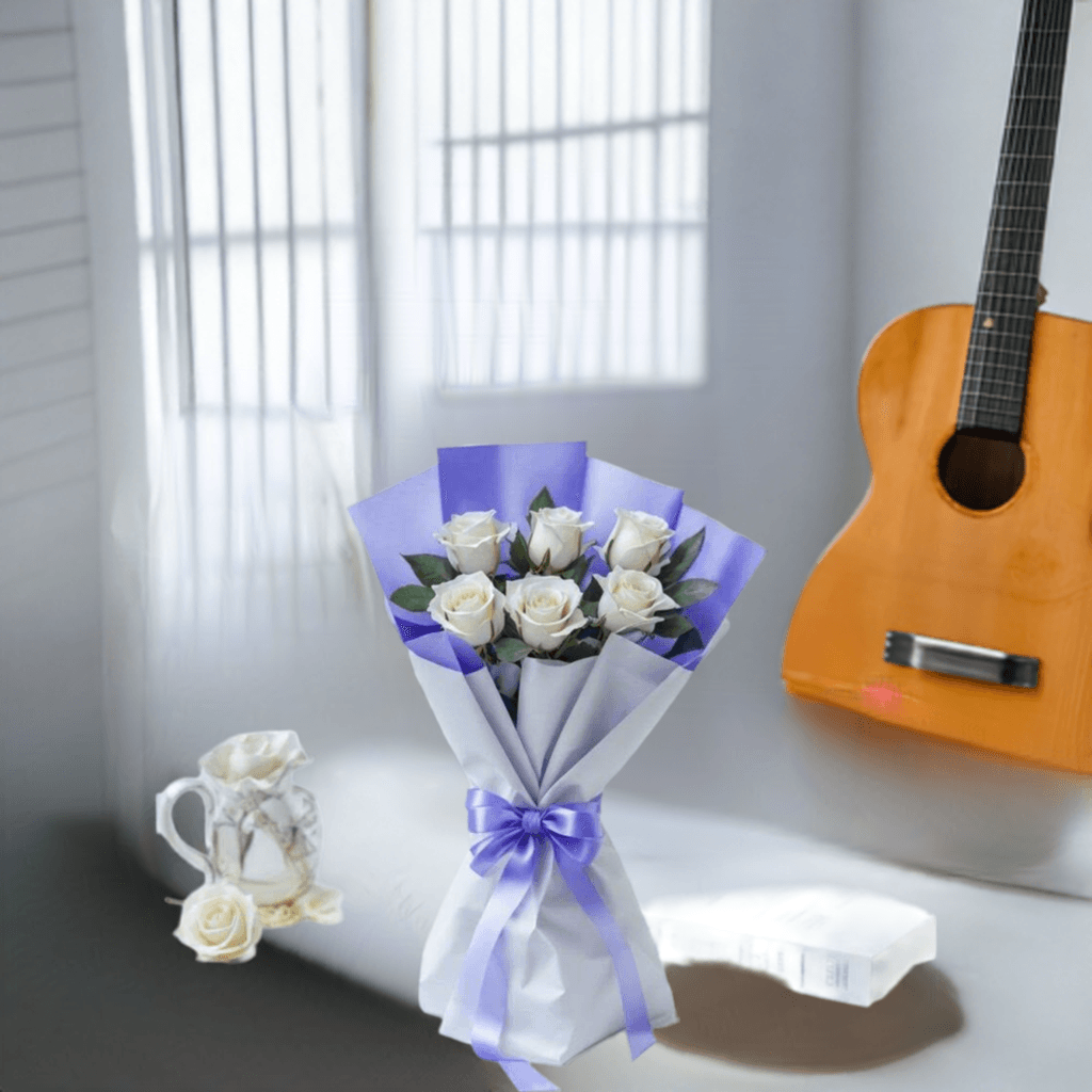 Snow White - Flower Bouquet + Cake + Live Guitarist Performance - The Luxury Floret