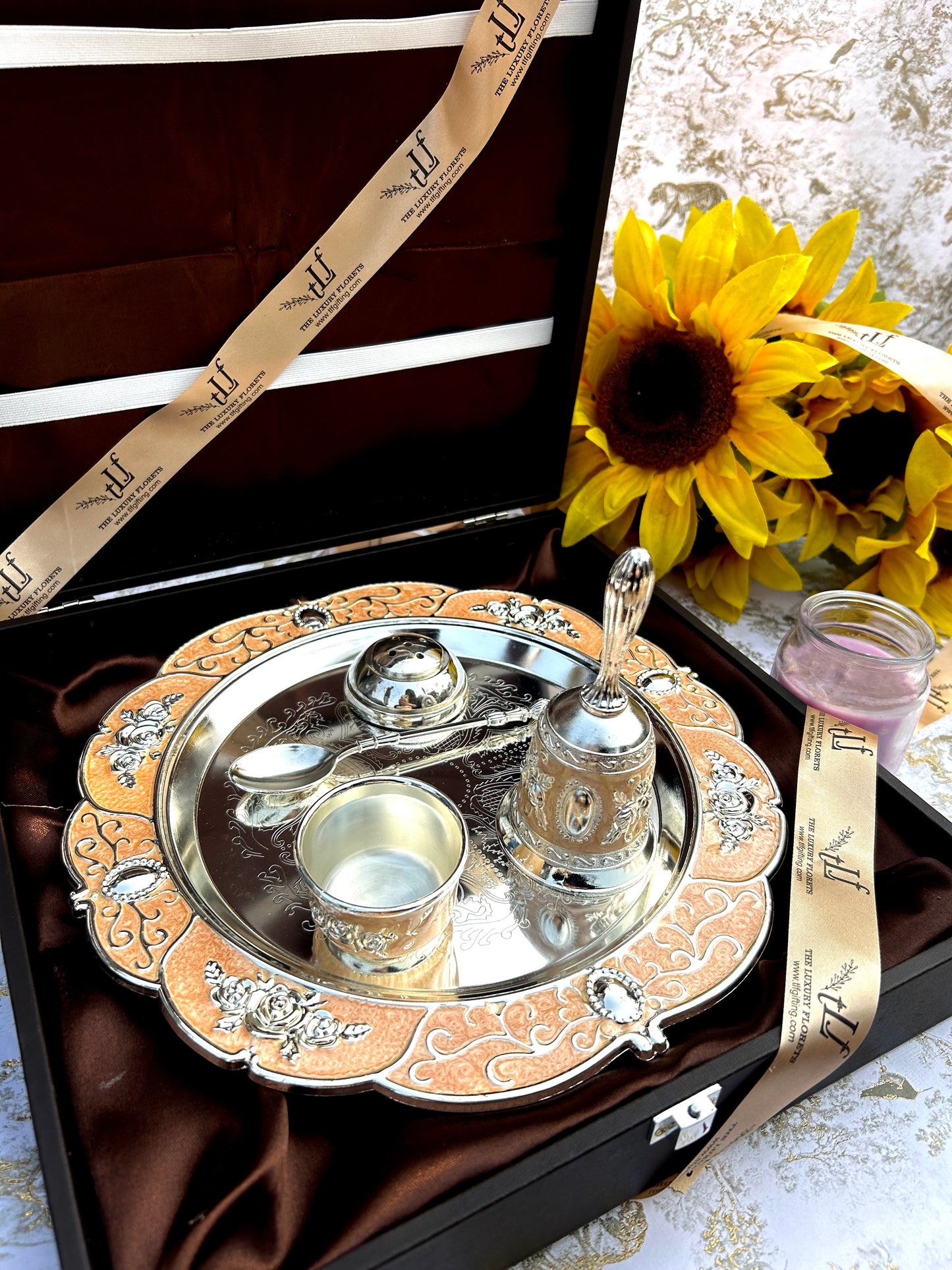 Luxury Silver-Plated Pooja Tray Set