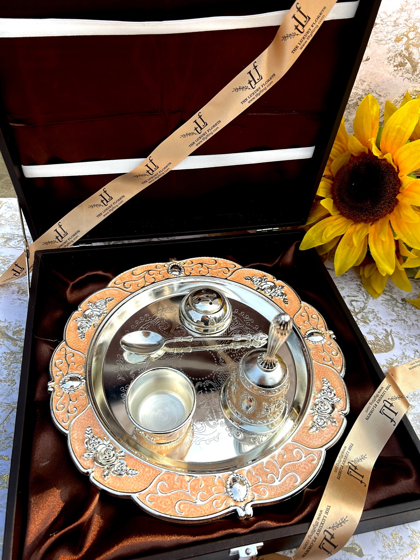 Luxury Silver-Plated Pooja Tray Set